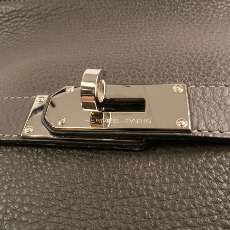 HERMES Togo皮革Jypesiere 37銀扣肩背袋Etain-8