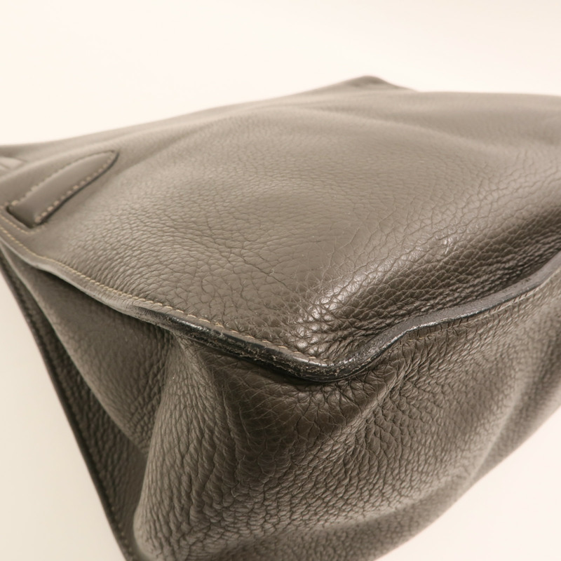 HERMES Togo皮革Jypesiere 37銀扣肩背袋Etain-13