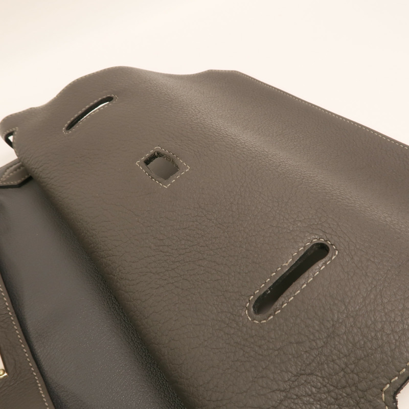 HERMES Togo皮革Jypesiere 37銀扣肩背袋Etain-16