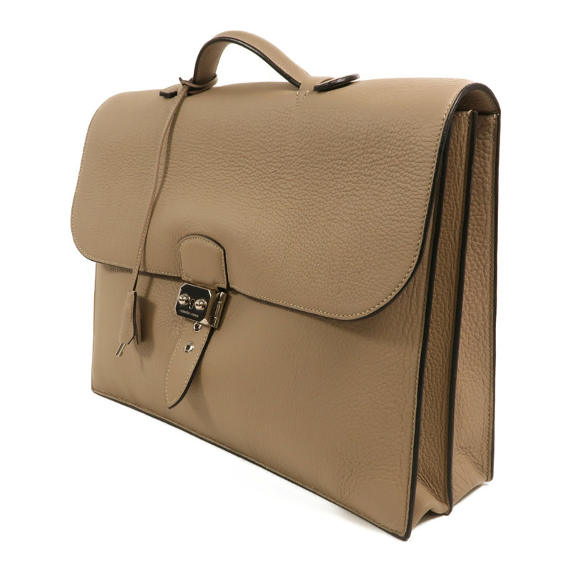 HERMES Togo皮革Sac a Depeches 銀扣手挽袋Gris Tourterelle-2