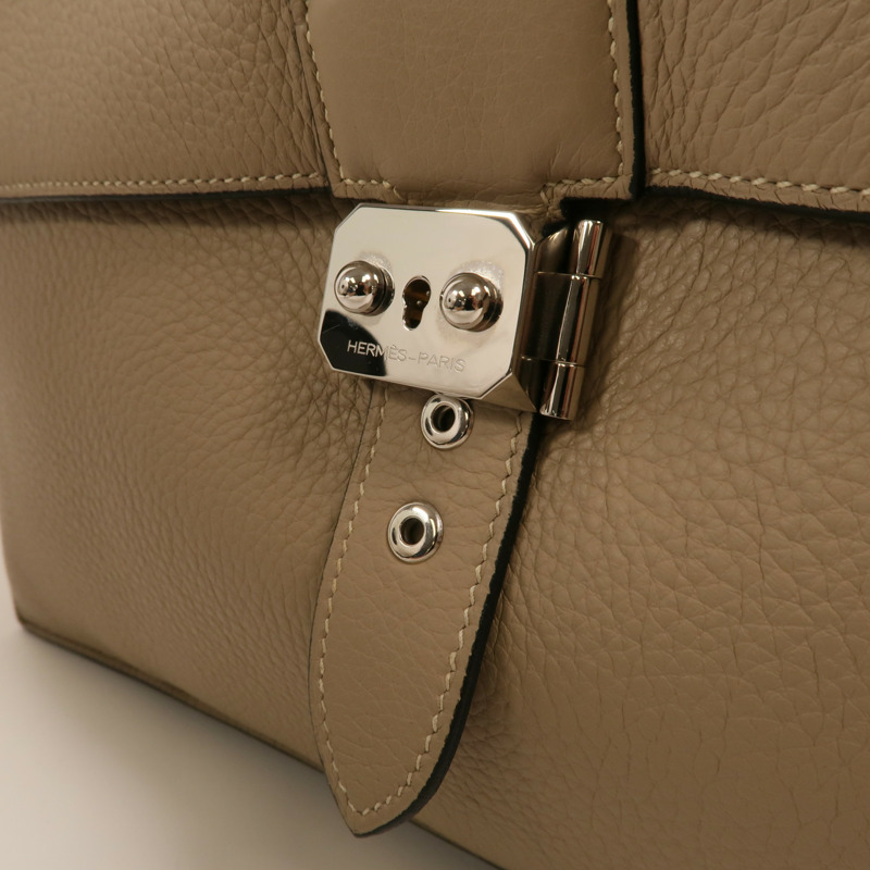 HERMES Togo皮革Sac a Depeches 銀扣手挽袋Gris Tourterelle-9