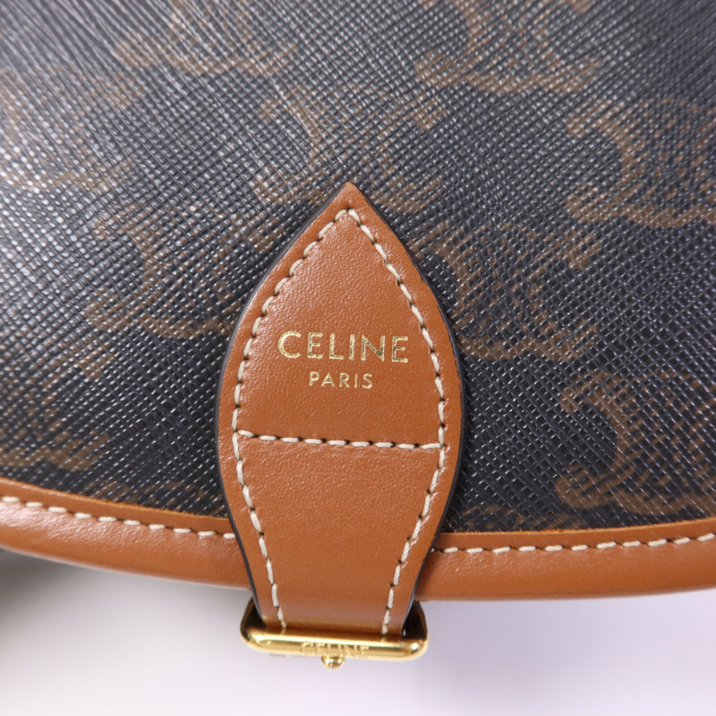 CELINE 塗層帆布Folco金扣肩背袋-5
