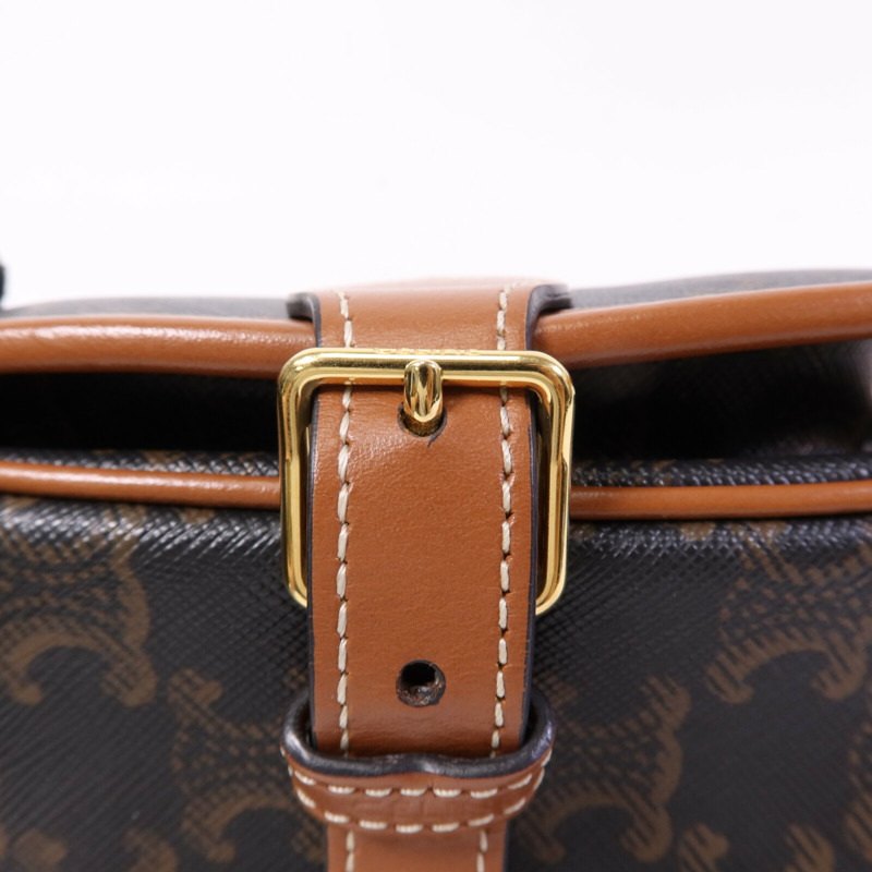 CELINE 塗層帆布Folco金扣肩背袋-6