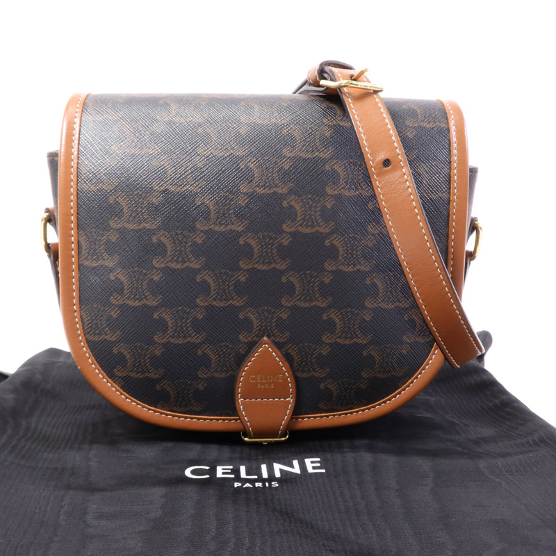 CELINE 塗層帆布Folco金扣肩背袋-9