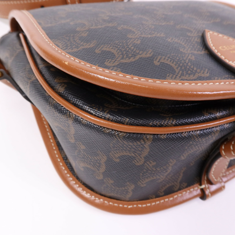 CELINE 塗層帆布Folco金扣肩背袋-11