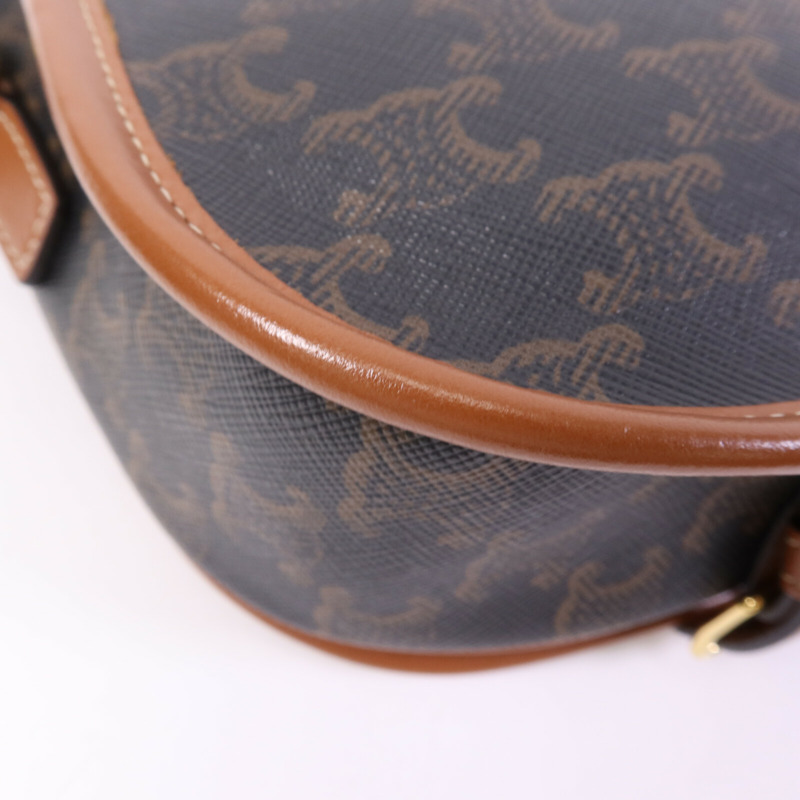 CELINE 塗層帆布Folco金扣肩背袋-13