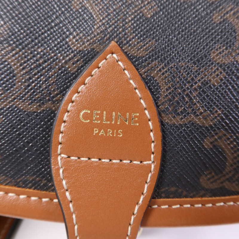 CELINE 塗層帆布Folco金扣肩背袋-15