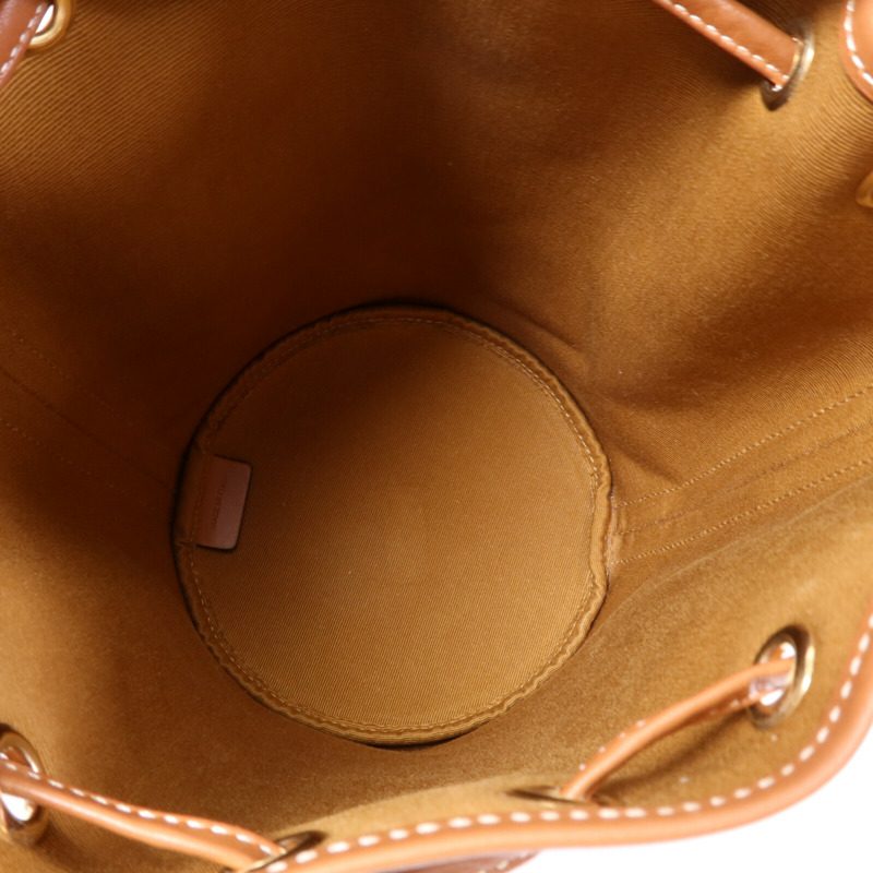 CELINE 塗層帆布Triomphe Drawstring Small Bucket金扣肩背袋-4