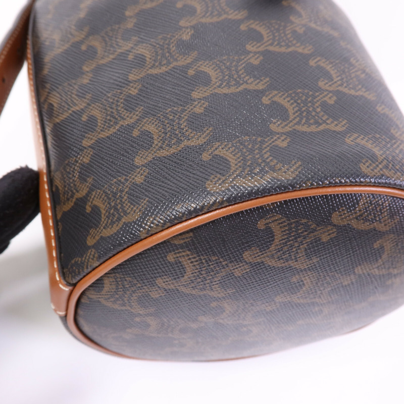 CELINE 塗層帆布Triomphe Drawstring Small Bucket金扣肩背袋-11