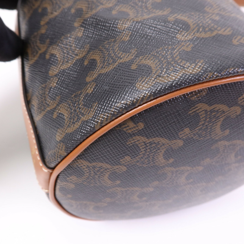 CELINE 塗層帆布Triomphe Drawstring Small Bucket金扣肩背袋-13