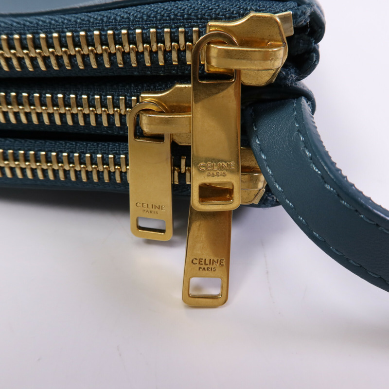 CELINE 牛皮皮革Trio Small金扣肩背袋-8