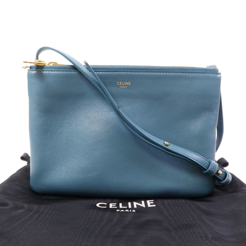 CELINE 牛皮皮革Trio Small金扣肩背袋-11