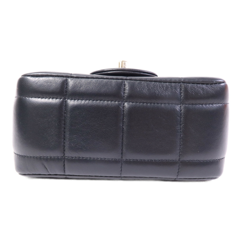 CHANEL 羊皮皮革Chocolate Bar Mini Flap金扣鏈帶肩背袋-3