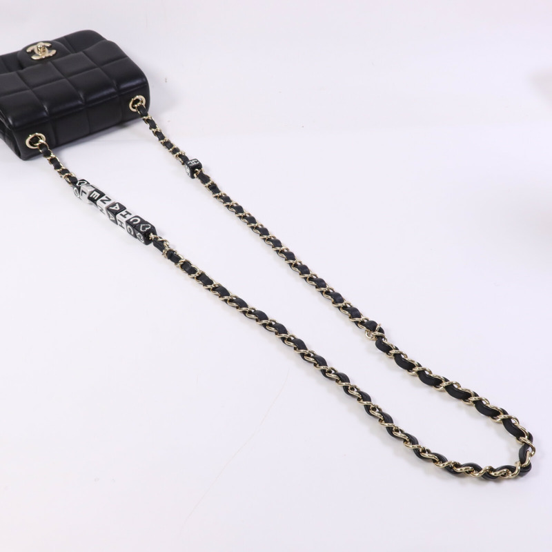 CHANEL 羊皮皮革Chocolate Bar Mini Flap金扣鏈帶肩背袋-9
