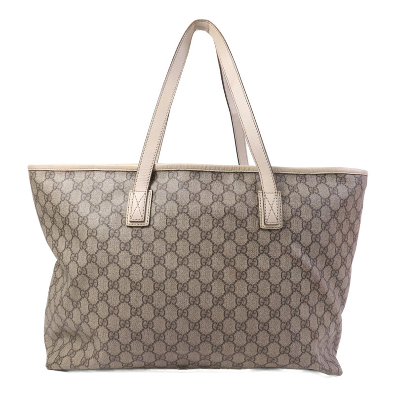 GUCCI 塗層帆布/牛皮皮革Tote Bag銀扣手挽袋-1