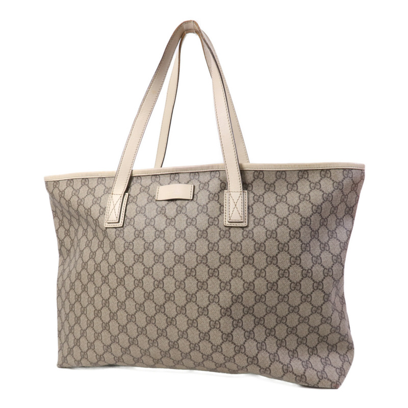 GUCCI 塗層帆布/牛皮皮革Tote Bag銀扣手挽袋-2