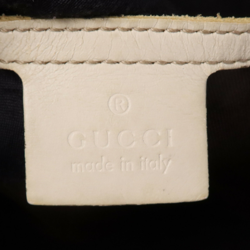 GUCCI 塗層帆布/牛皮皮革Tote Bag銀扣手挽袋-5