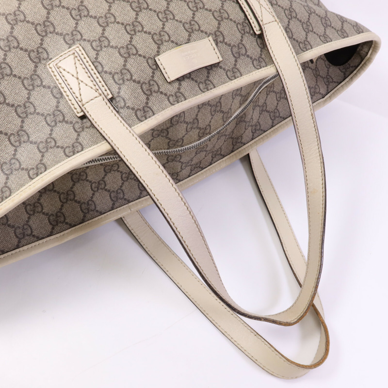 GUCCI 塗層帆布/牛皮皮革Tote Bag銀扣手挽袋-7