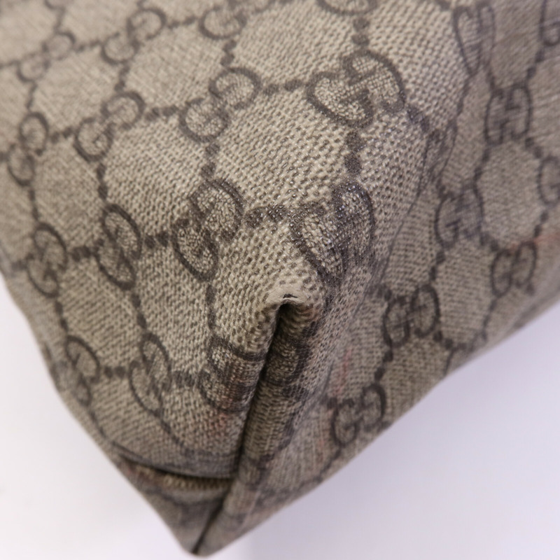 GUCCI 塗層帆布/牛皮皮革Tote Bag銀扣手挽袋-9