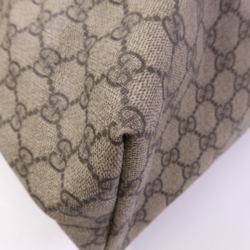 GUCCI 塗層帆布/牛皮皮革Tote Bag銀扣手挽袋-11