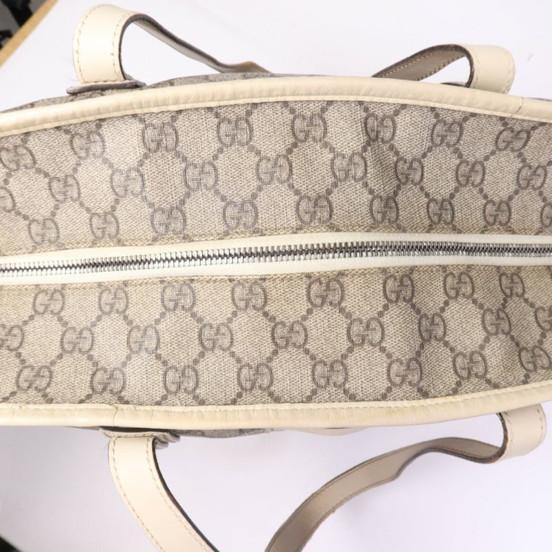 GUCCI 塗層帆布/牛皮皮革Tote Bag銀扣手挽袋-13