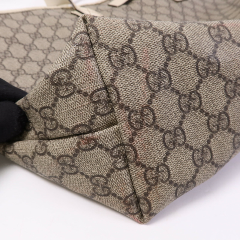 GUCCI 塗層帆布/牛皮皮革Tote Bag銀扣手挽袋-17