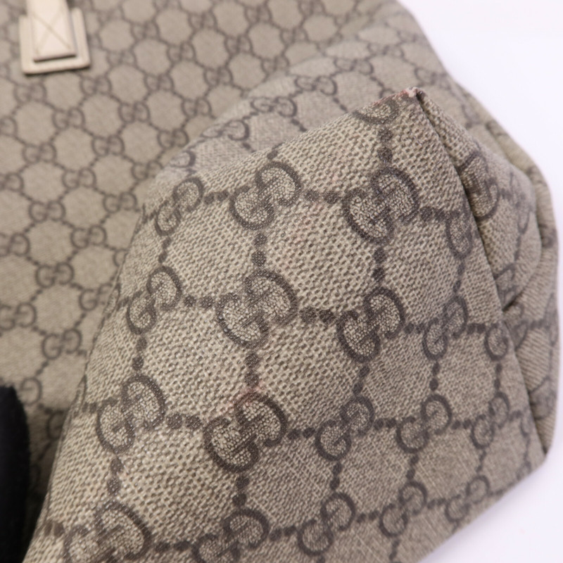 GUCCI 塗層帆布/牛皮皮革Tote Bag銀扣手挽袋-18