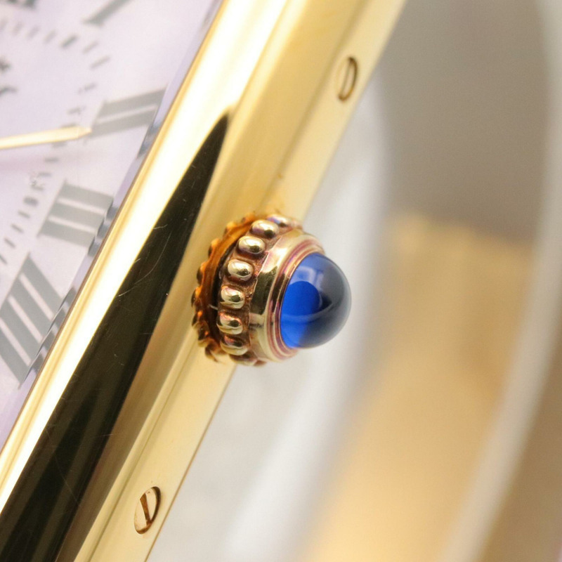 卡地亞 Must Tank Vermeil SM 女士腕錶，鍍金錶殼，皮革錶帶，紫色 (W1017554)-5