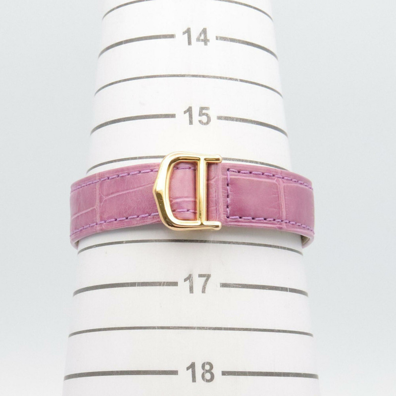 卡地亞 Must Tank Vermeil SM 女士腕錶，鍍金錶殼，皮革錶帶，紫色 (W1017554)-6