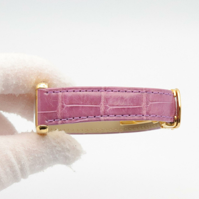 卡地亞 Must Tank Vermeil SM 女士腕錶，鍍金錶殼，皮革錶帶，紫色 (W1017554)-7