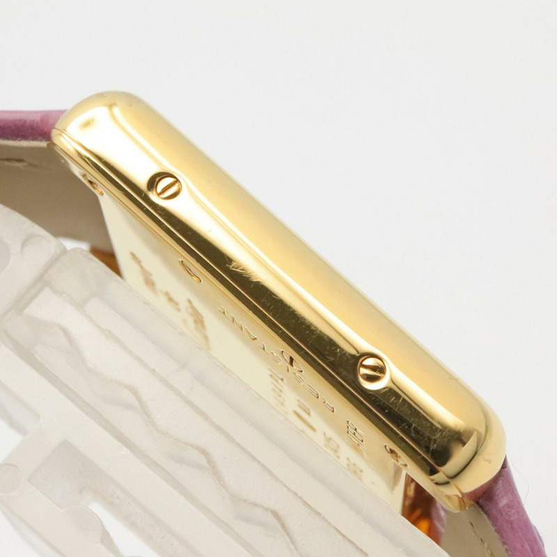 卡地亞 Must Tank Vermeil SM 女士腕錶，鍍金錶殼，皮革錶帶，紫色 (W1017554)-9