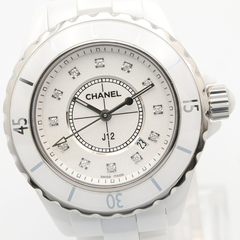 香奈兒 J12 12鑽陶瓷女錶，白色 (H1628)-2