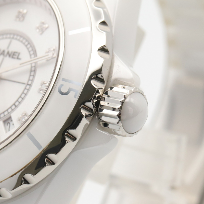 香奈兒 J12 12鑽陶瓷女錶，白色 (H1628)-5