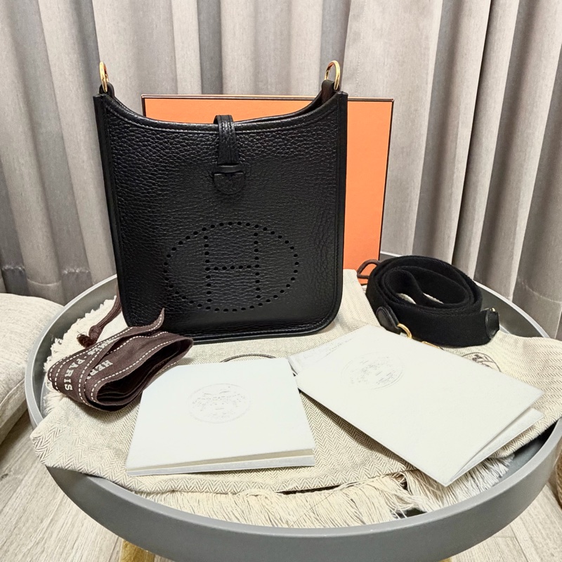 🔥9新以上|少用釋出🔥Hermes mini Evelyn 黑金（Togo牛皮）-0