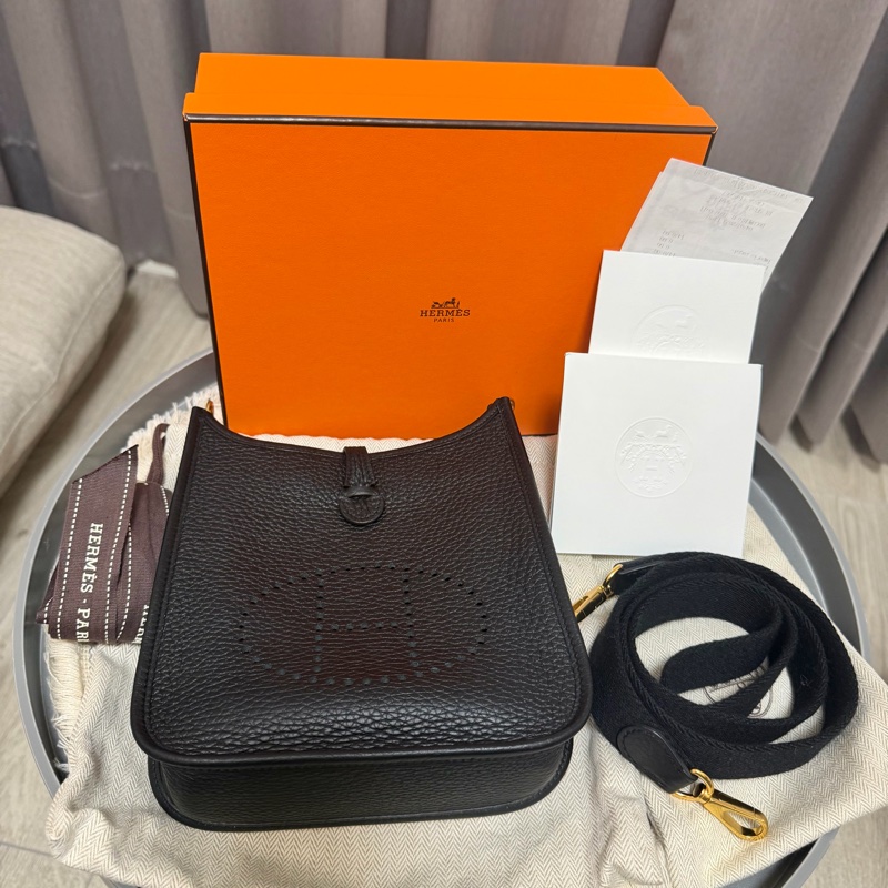 🔥9新以上|少用釋出🔥Hermes mini Evelyn 黑金（Togo牛皮）-16