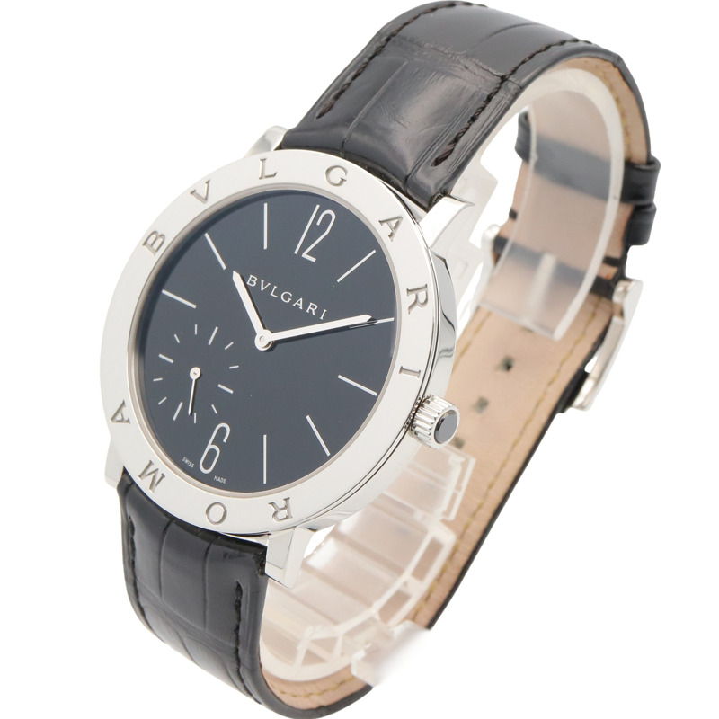 寶格麗 BVLGARI Roma Finissimo 男士黑色不鏽鋼皮革腕錶 BB41SXTRO-1