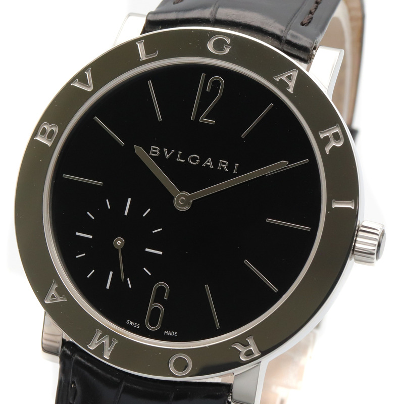 寶格麗 BVLGARI Roma Finissimo 男士黑色不鏽鋼皮革腕錶 BB41SXTRO-2