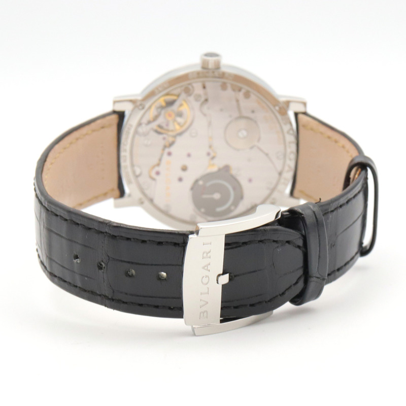 寶格麗 BVLGARI Roma Finissimo 男士黑色不鏽鋼皮革腕錶 BB41SXTRO-4