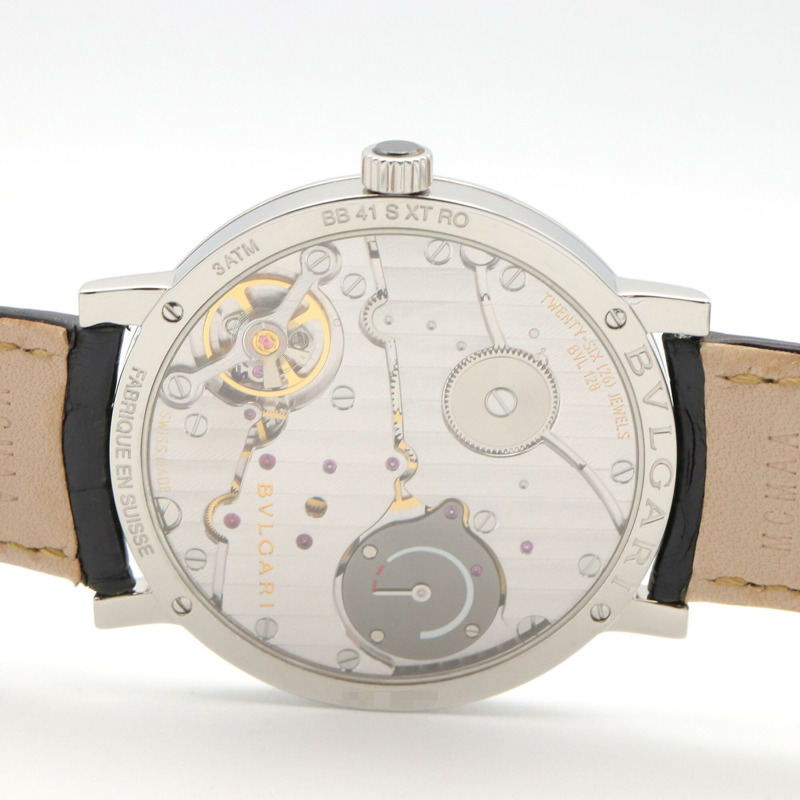 寶格麗 BVLGARI Roma Finissimo 男士黑色不鏽鋼皮革腕錶 BB41SXTRO-5