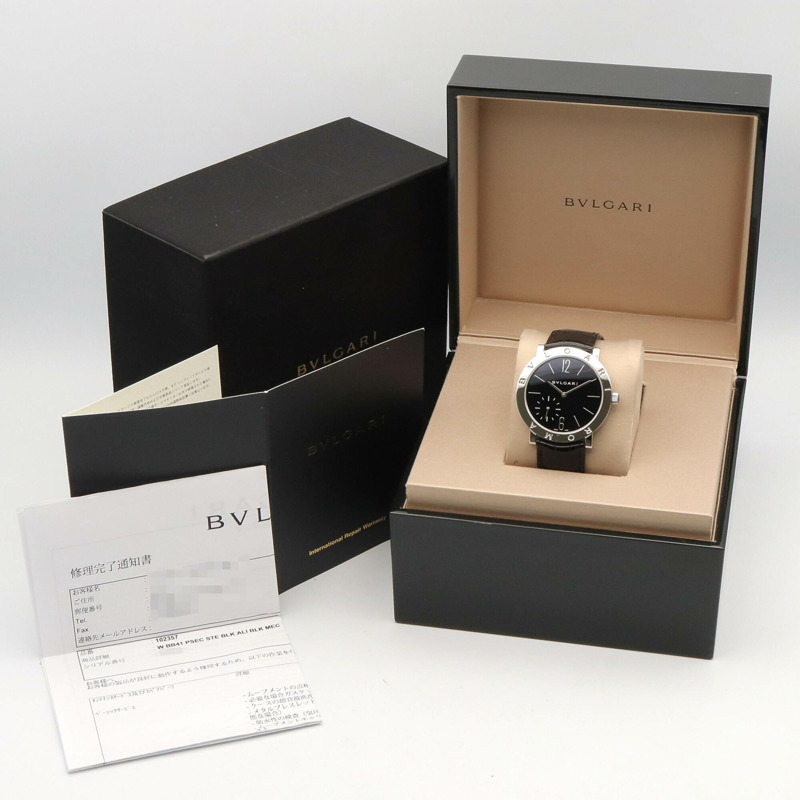 寶格麗 BVLGARI Roma Finissimo 男士黑色不鏽鋼皮革腕錶 BB41SXTRO-10