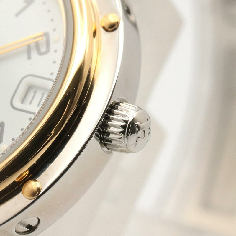 愛馬仕 Clipper 系列腕錶，鍍金不鏽鋼材質，女士款，白色，CL4.220-5