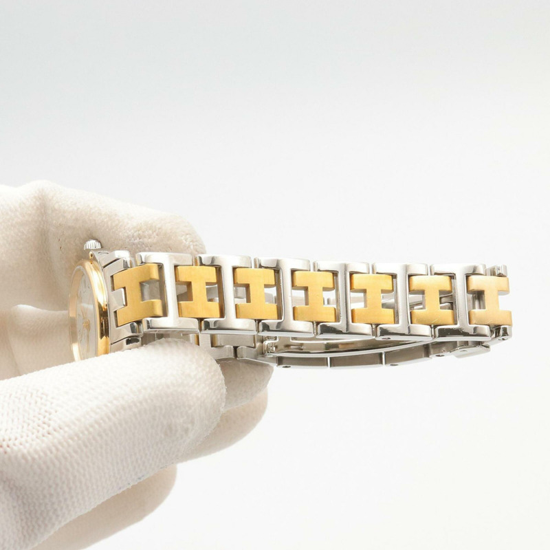 愛馬仕 Clipper 系列腕錶，鍍金不鏽鋼材質，女士款，白色，CL4.220-7