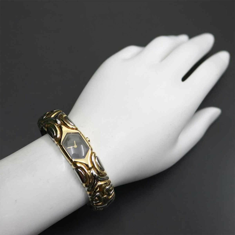 寶格麗 (Bulgari) Alveare BJ02 手鐲腕錶，女士黑色，18K黃金，石英機芯-3