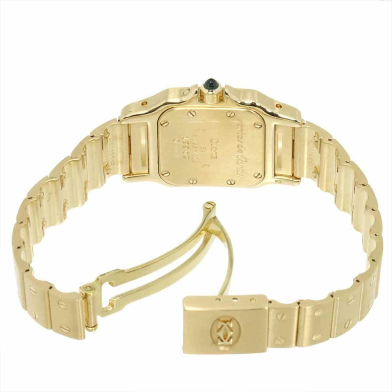 卡地亞 Santos Galbee SM 月相 W20006C5 女士腕錶，銀色，18K 黃金，實心石英錶-4