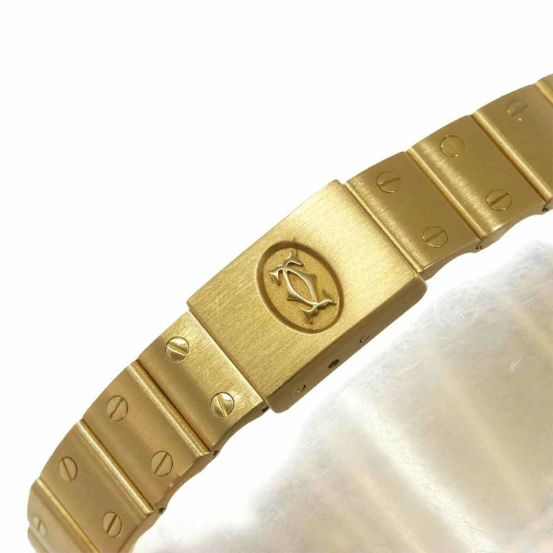 卡地亞 Santos Galbee SM 月相 W20006C5 女士腕錶，銀色，18K 黃金，實心石英錶-6