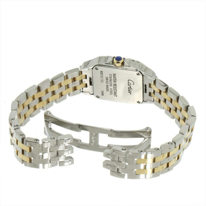 卡地亞 Santos Demoiselle SM 雙色 W25066Z6 女士腕錶 象牙白 YG 黃金石英錶-3