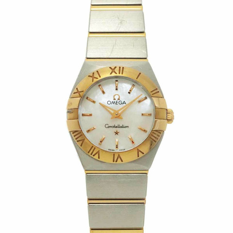 歐米茄星座系列磨砂雙色123 20 24 60 05 001女士腕錶 白色錶殼 18K玫瑰金 石英機芯