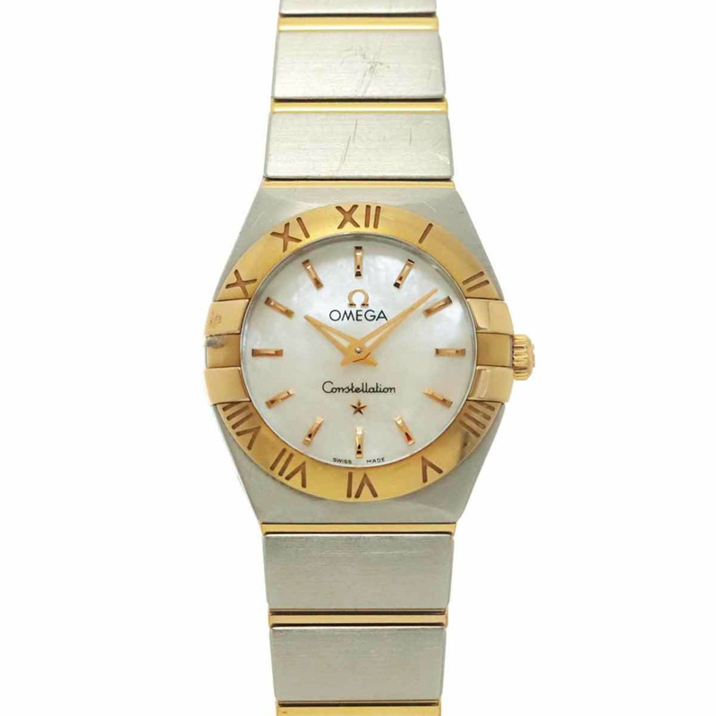 歐米茄星座系列磨砂雙色123 20 24 60 05 001女士腕錶 白色錶殼 18K玫瑰金 石英機芯-0