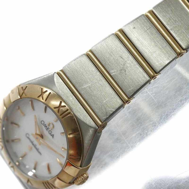 歐米茄星座系列磨砂雙色123 20 24 60 05 001女士腕錶 白色錶殼 18K玫瑰金 石英機芯-7