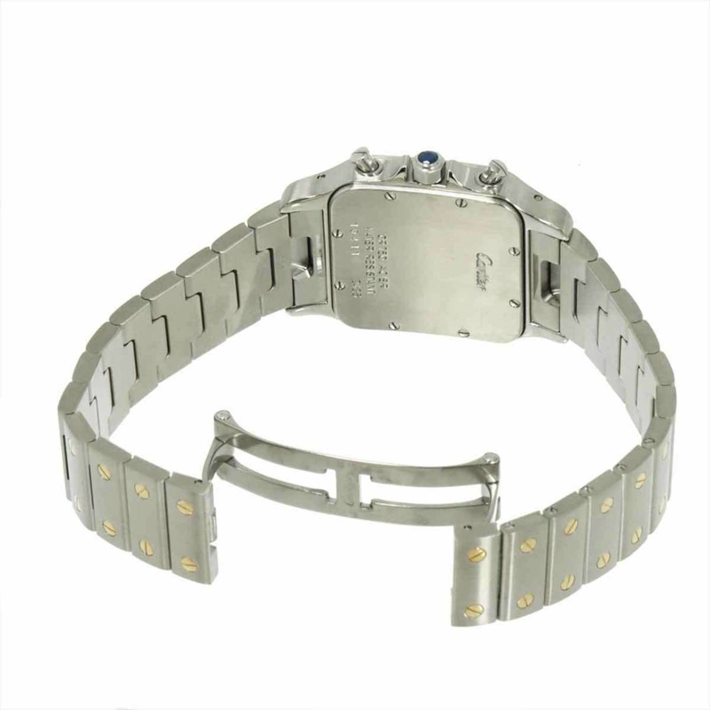 卡地亞 Santos Galbee LM Chronoreflex 萬年曆雙色 W20042C4 男士腕錶 日期顯示 象牙色 YG 黃金 石英-3